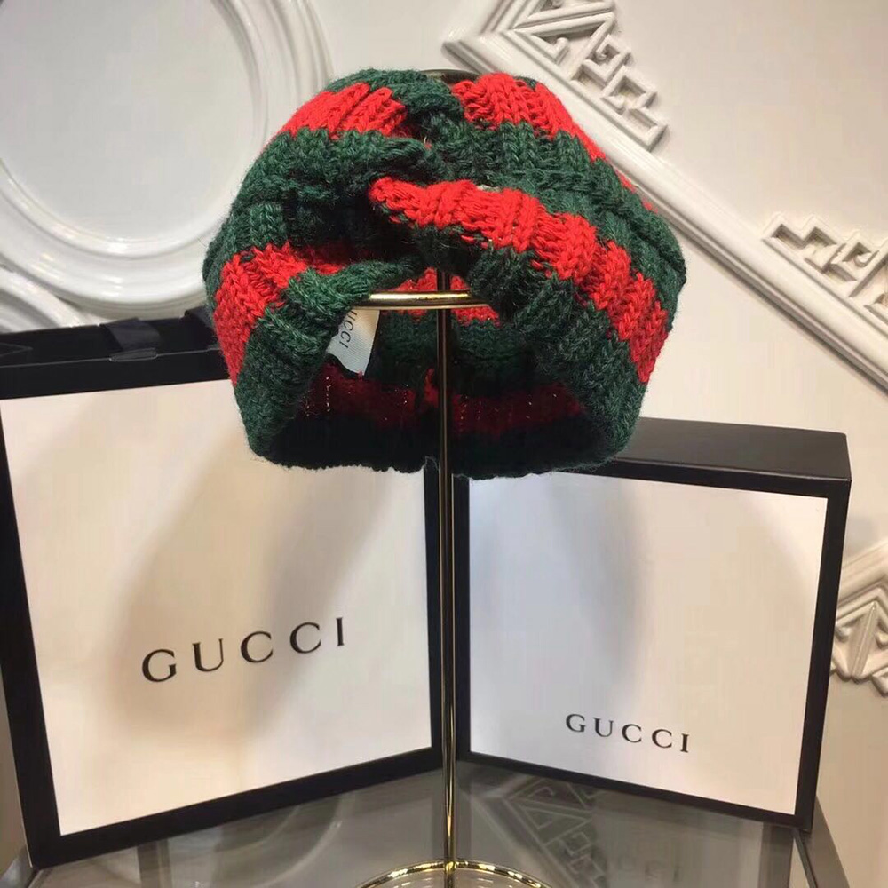 Gucci Web-Stirnband aus grüner und roter Wolle - EUR FASHION