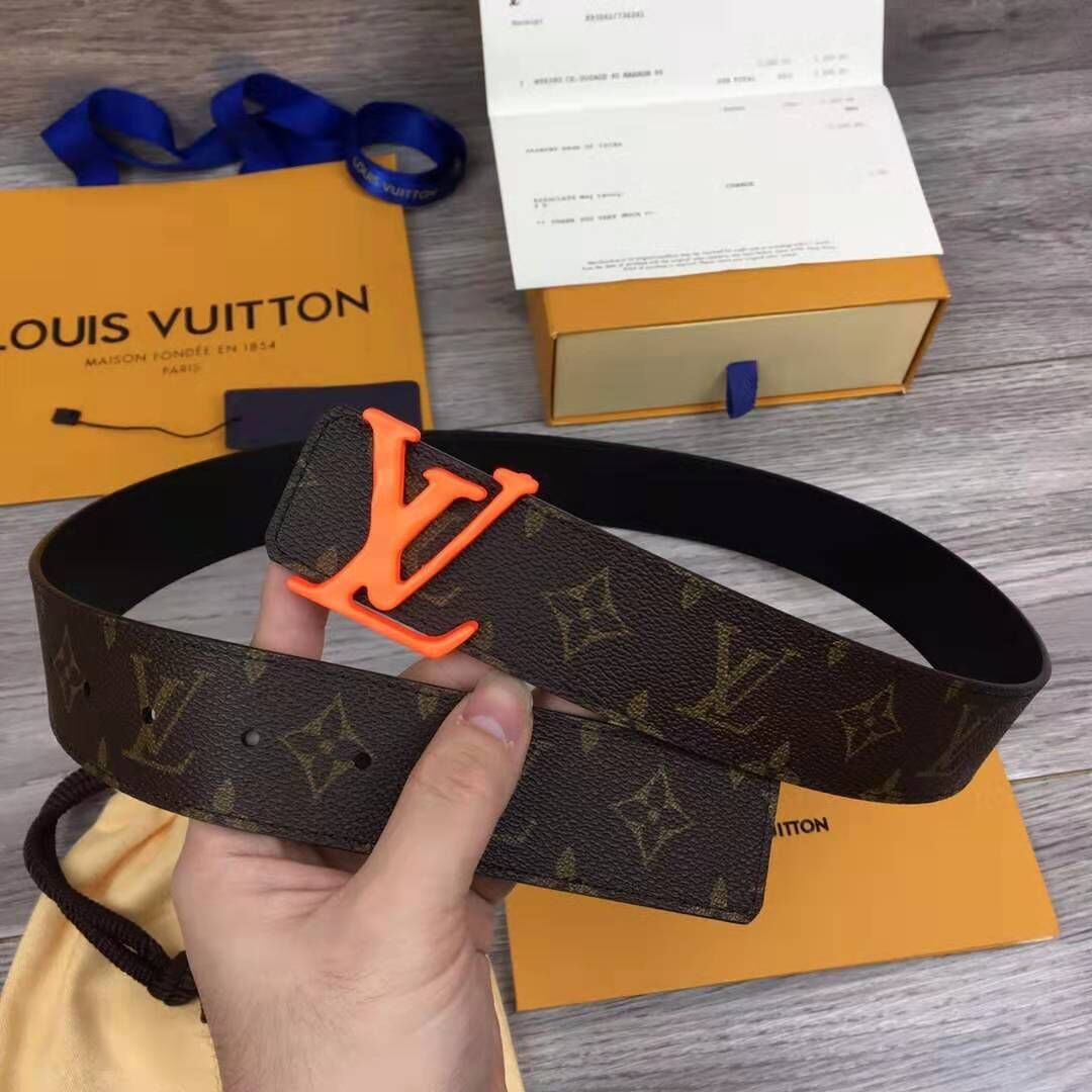 Louis Vuitton-Monogrammgürtel mit orangefarbener Schnalle - EUR FASHION