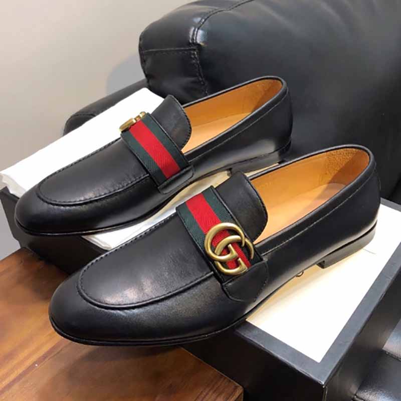 Gucci-Leder-Loafer mit GG-Web - EUR FASHION