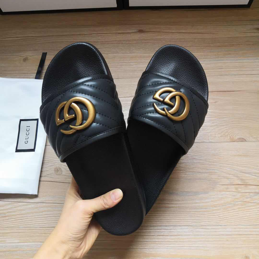 Gucci Schwarze Doppel-G-Hausschuhe - EUR FASHION