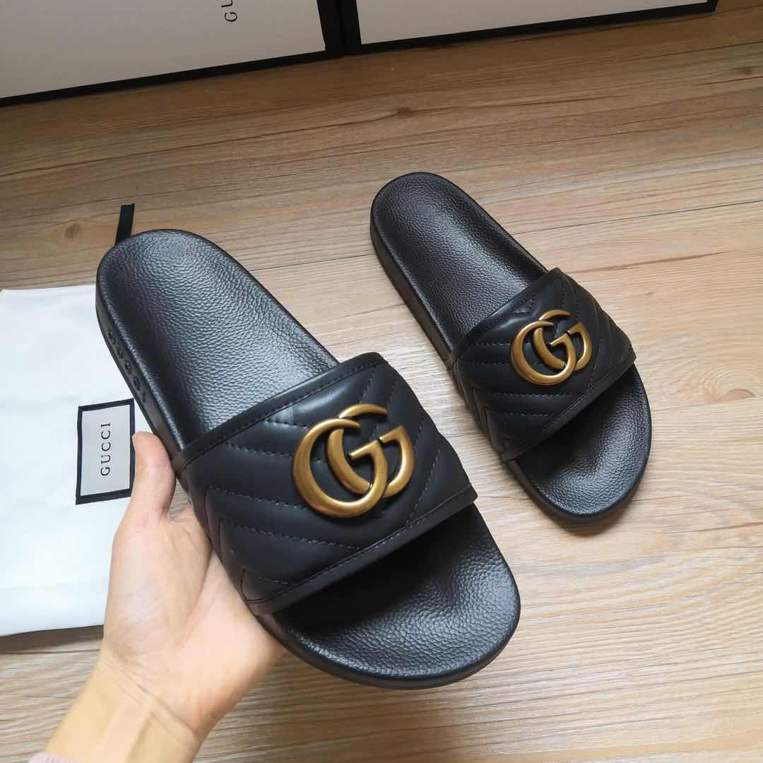 Gucci Schwarze Doppel-G-Hausschuhe - EUR FASHION