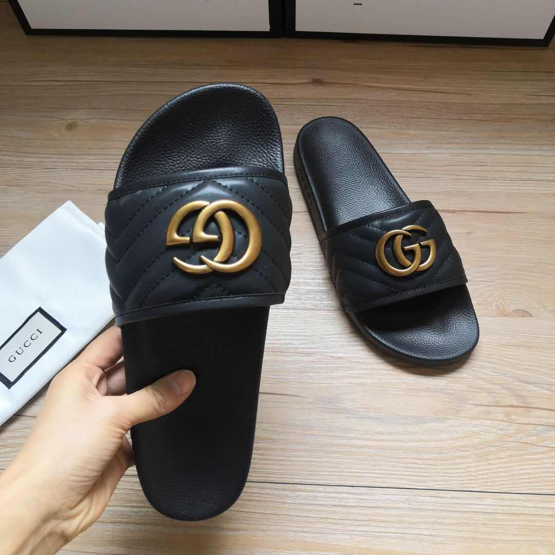 Gucci Schwarze Doppel-G-Hausschuhe - EUR FASHION