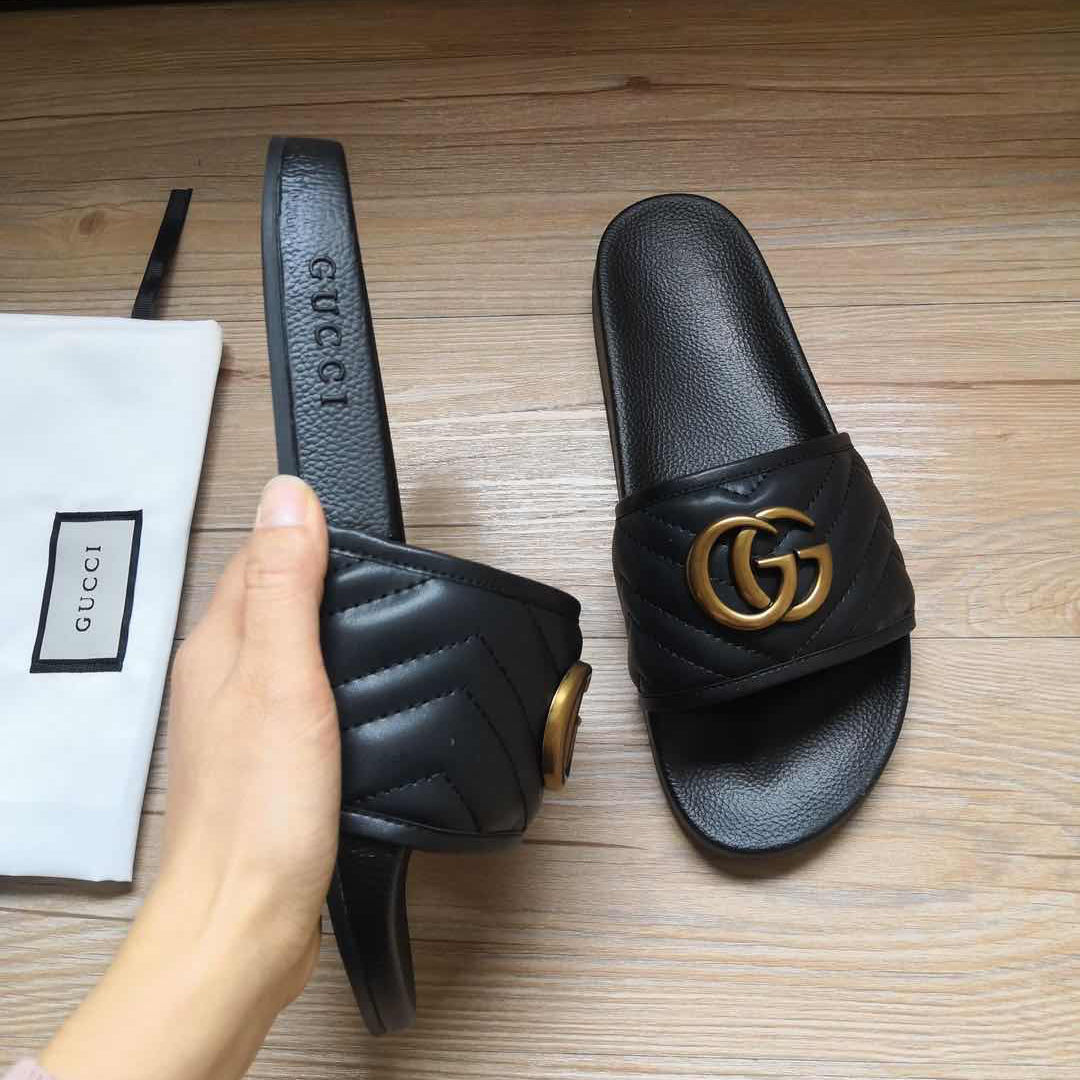 Gucci Schwarze Doppel-G-Hausschuhe - EUR FASHION