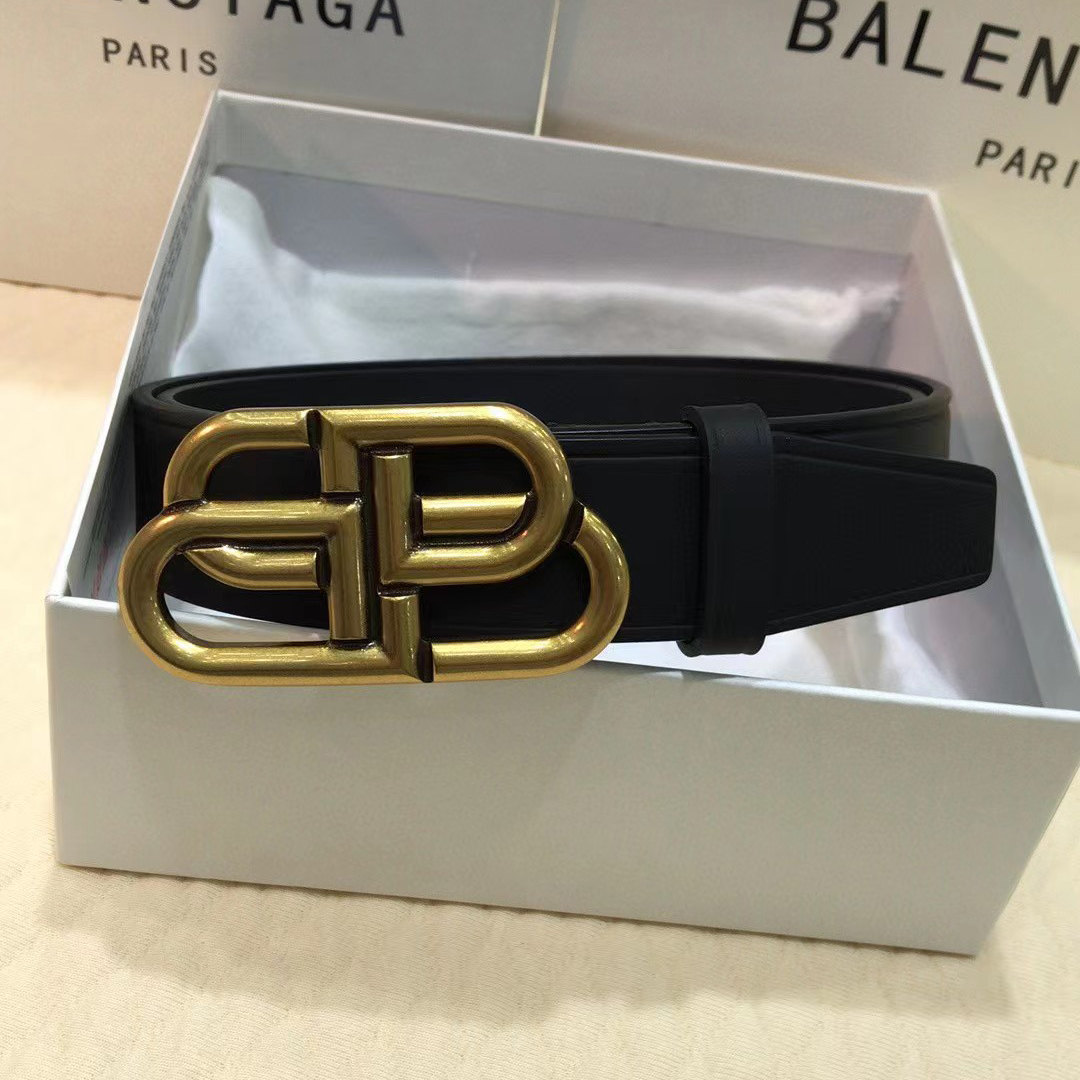 Balenciaga Schwarzer BB-Gürtel mit goldener Schnalle - EUR FASHION