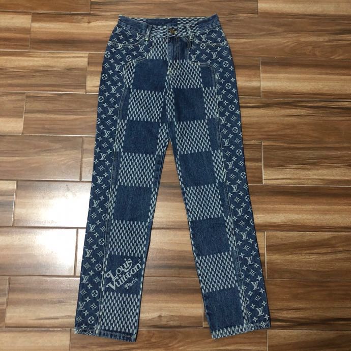 Louis Vuitton Giant Damier Waves Monogram Denim Jeans Blau - EUR FASHION