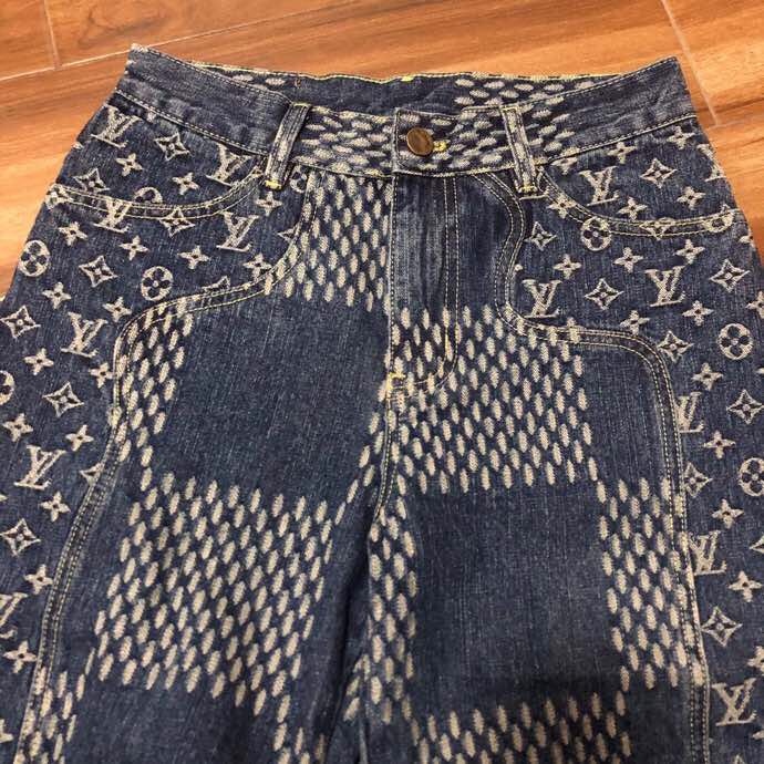 Louis Vuitton Giant Damier Waves Monogram Denim Jeans Blau - EUR FASHION