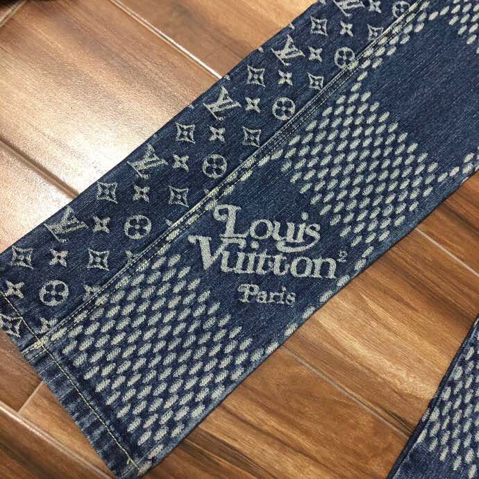 Louis Vuitton Giant Damier Waves Monogram Denim Jeans Blau - EUR FASHION