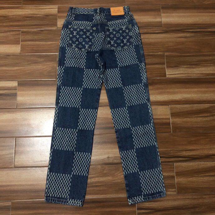 Louis Vuitton Giant Damier Waves Monogram Denim Jeans Blau - EUR FASHION