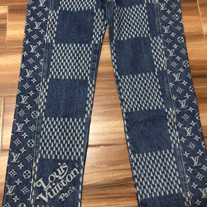Louis Vuitton Giant Damier Waves Monogram Denim Jeans Blau - EUR FASHION