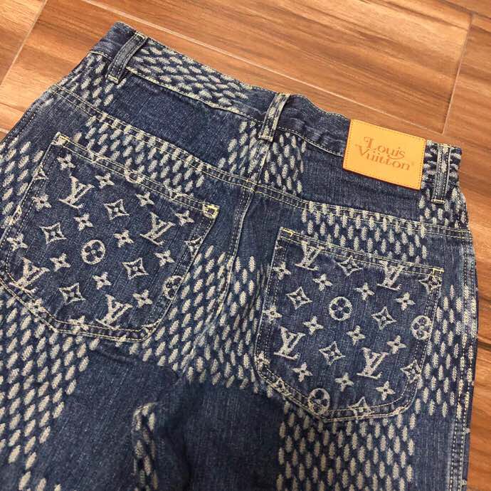 Louis Vuitton Giant Damier Waves Monogram Denim Jeans Blau - EUR FASHION