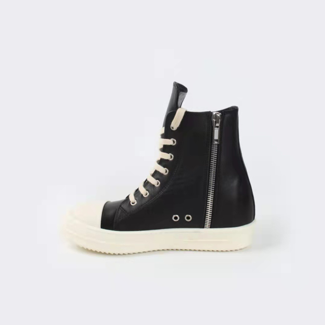 Rick Owens High-Top-Sneakers aus schwarzem Leder - EUR FASHION