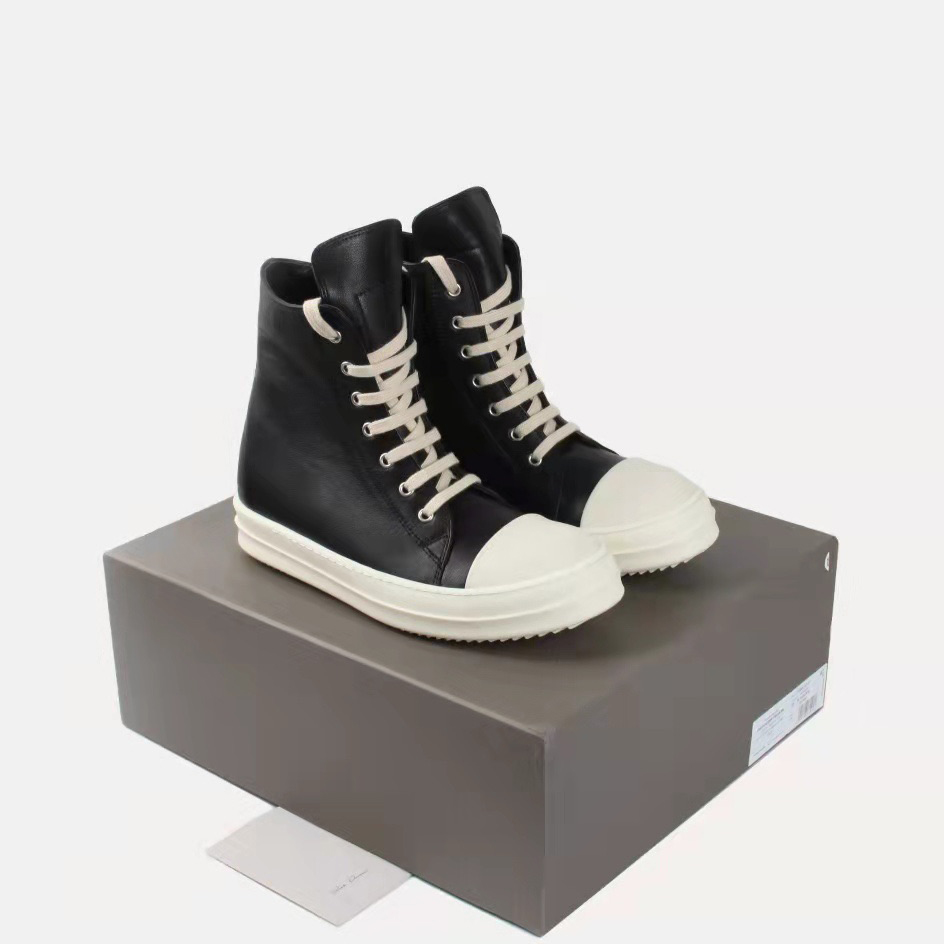 Rick Owens High-Top-Sneakers aus schwarzem Leder - EUR FASHION