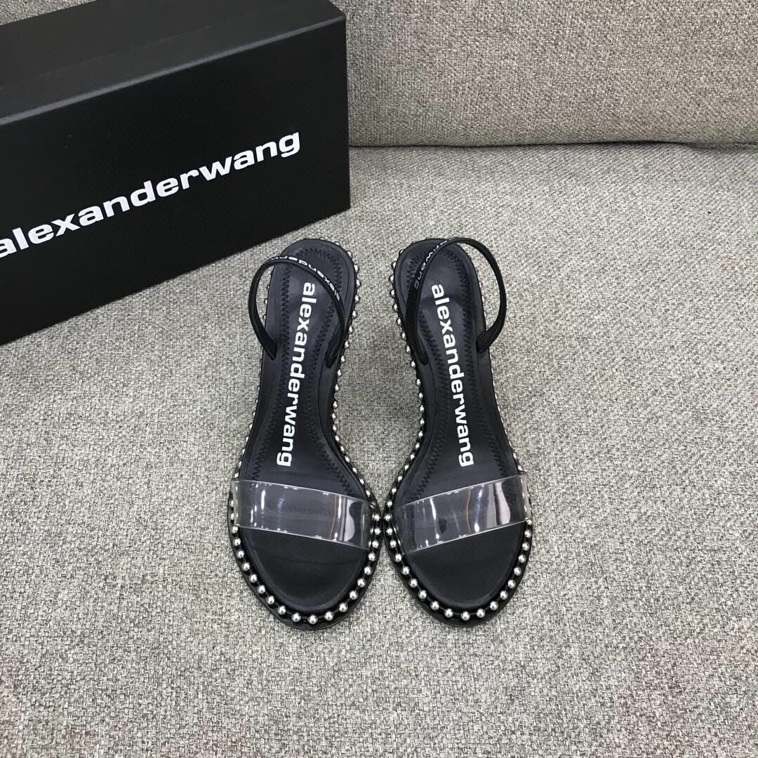 Alexander Wang – Nova – Satin-Kristall-Sandale in Schwarz - EUR FASHION