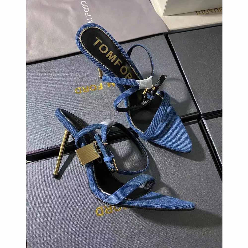 Tom Ford 10 cm Denim Lock&Key Stiletto-Sandalen - EUR FASHION