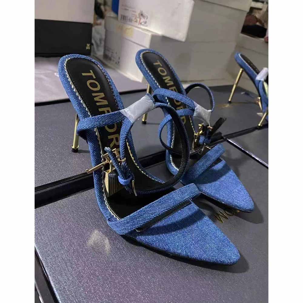 Tom Ford 10 cm Denim Lock&Key Stiletto-Sandalen - EUR FASHION