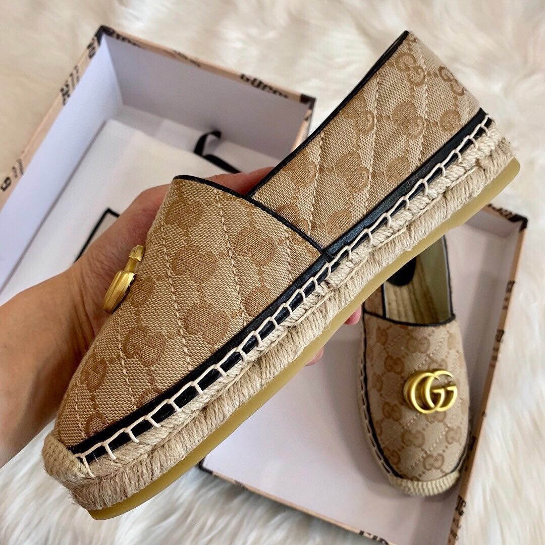 Gucci Damen GG Matelassé Canvas Espadrille - EUR FASHION