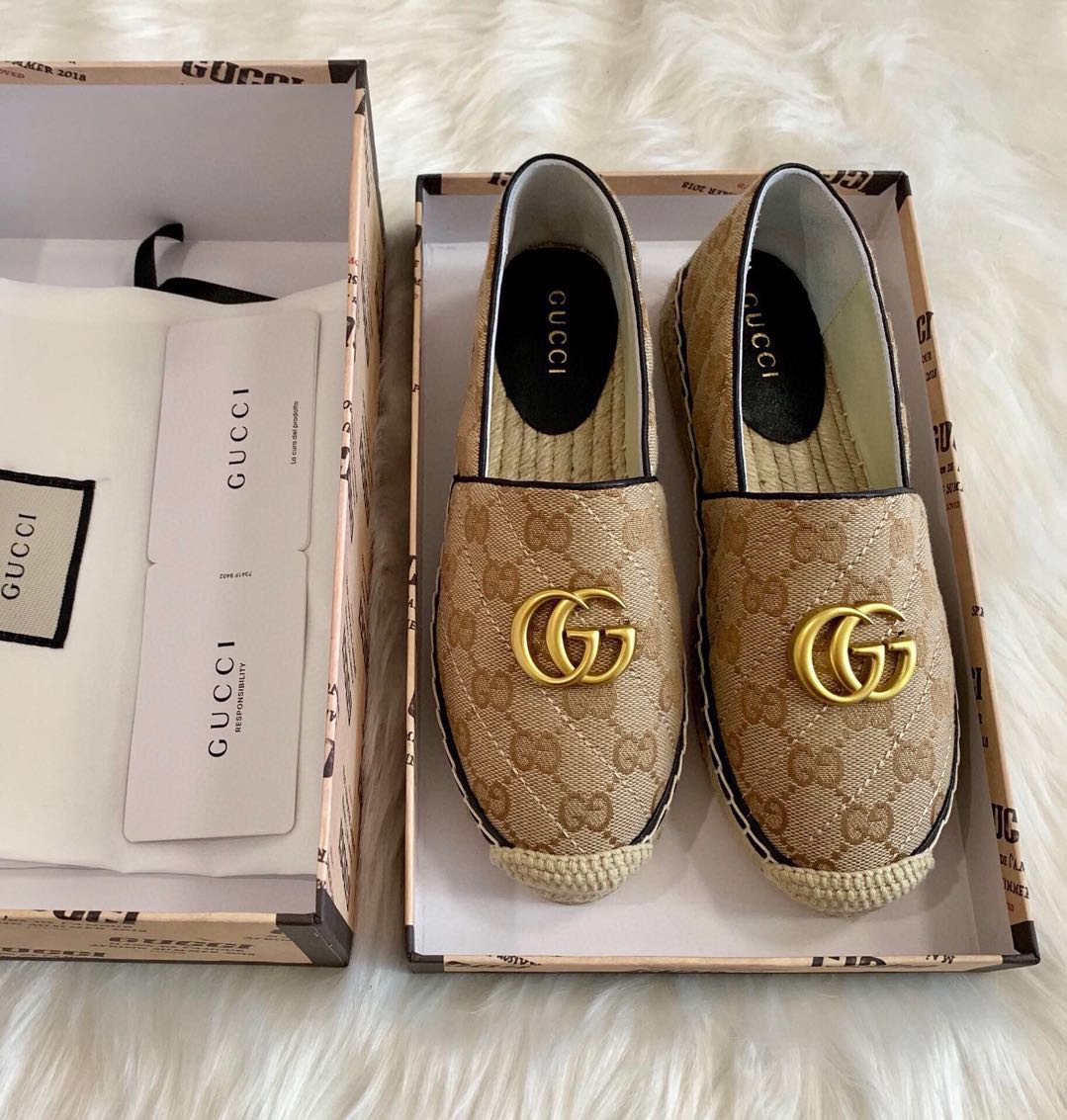 Gucci Damen GG Matelassé Canvas Espadrille - EUR FASHION