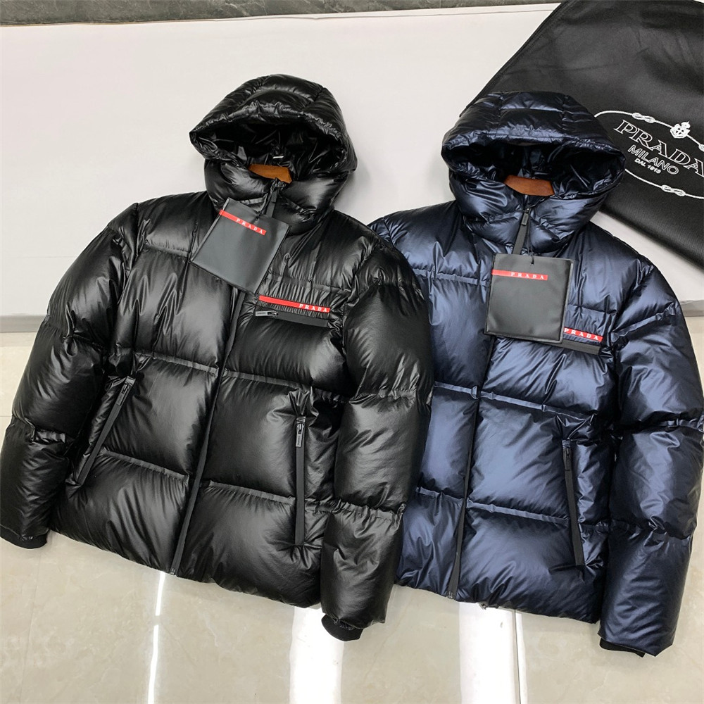 Prada-Logo-Print-Reißverschluss-Daunenjacke (Inseparable Hat) - EUR FASHION