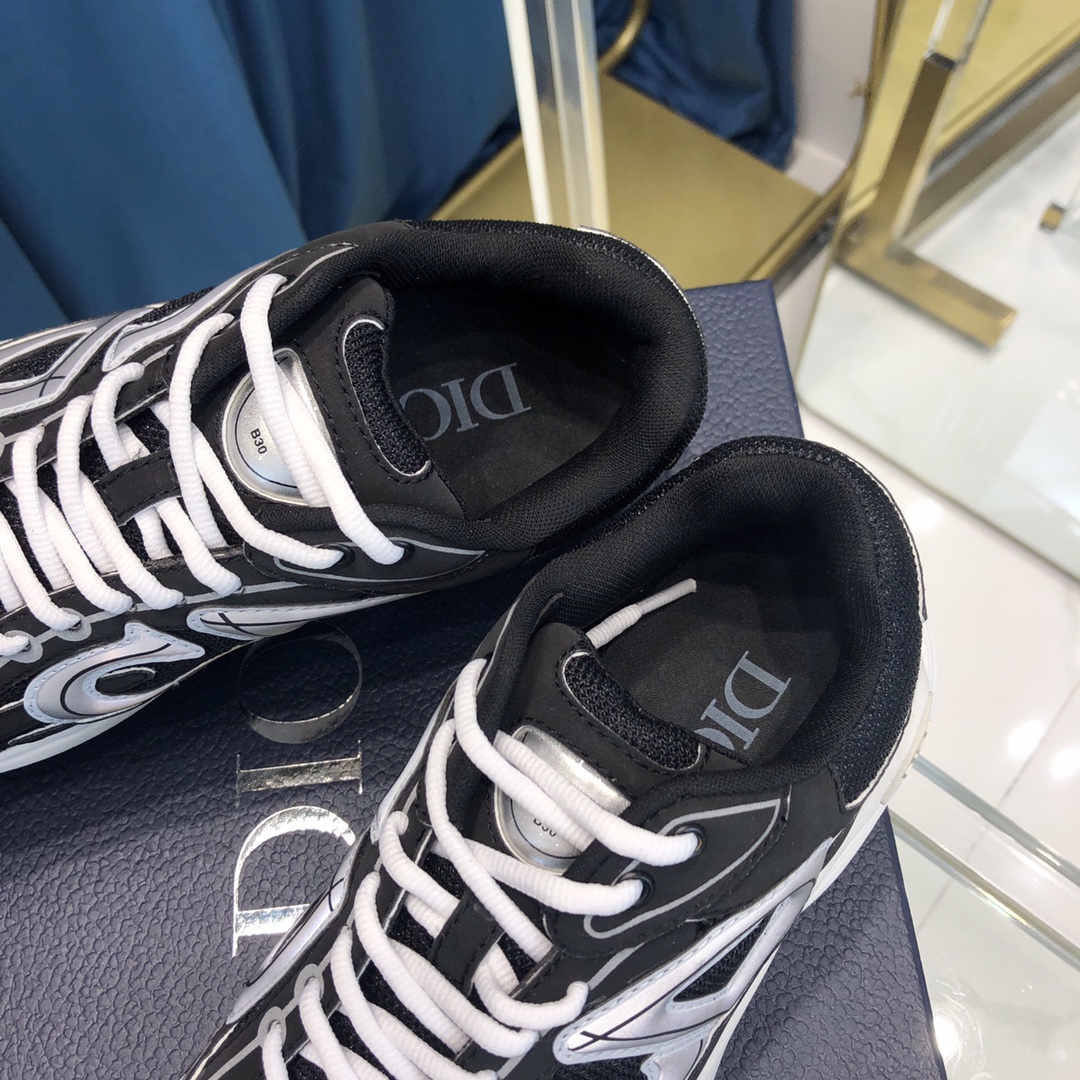 Dior B30 Sneaker aus schwarzem Mesh und technischem Stoff - EUR FASHION
