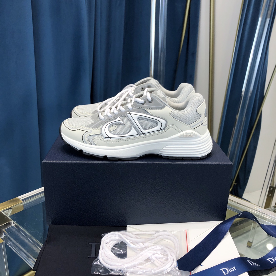 Dior B30 Sneaker, graues Mesh und weißer technischer Stoff - EUR FASHION