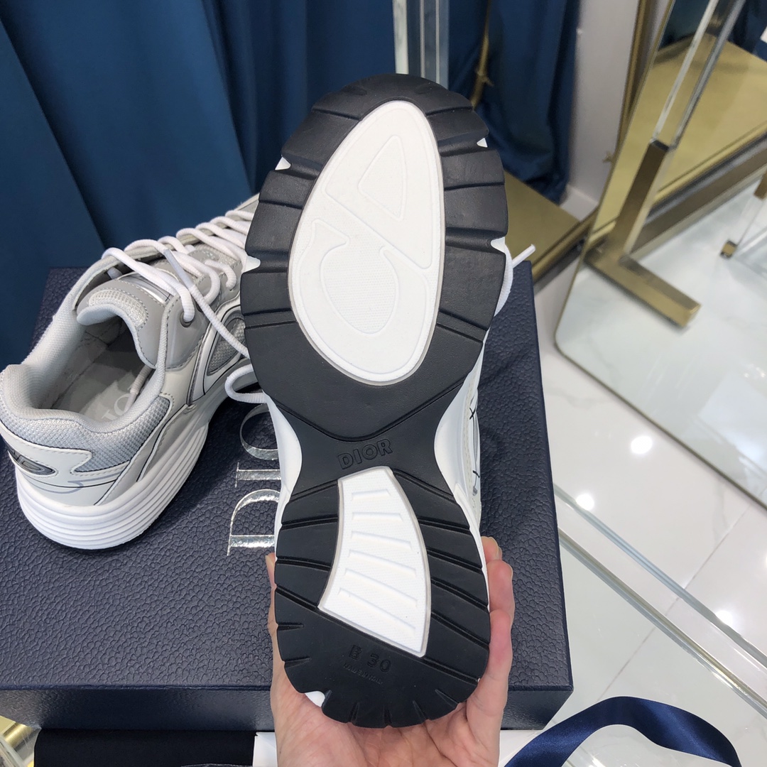 Dior B30 Sneaker, graues Mesh und weißer technischer Stoff - EUR FASHION