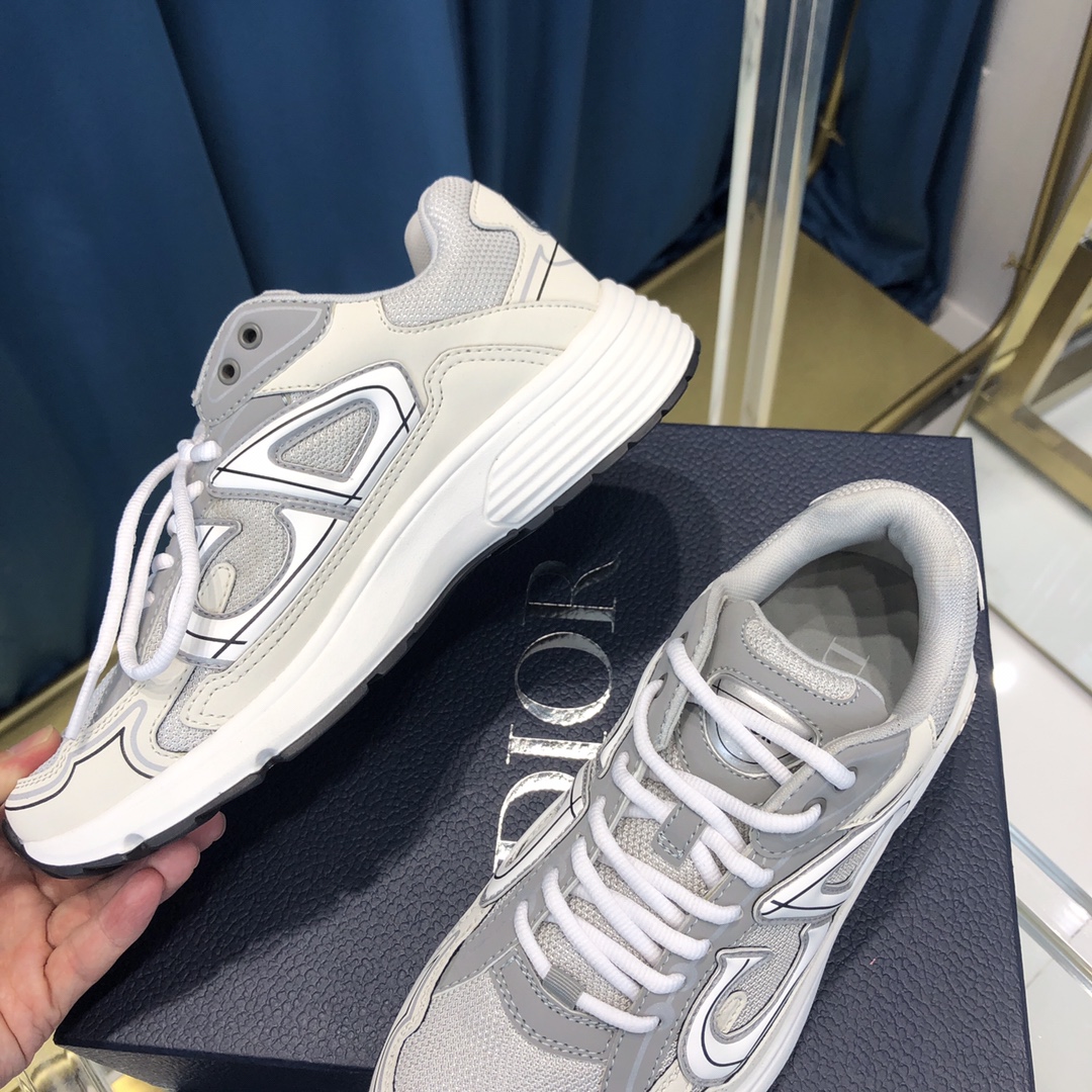 Dior B30 Sneaker, graues Mesh und weißer technischer Stoff - EUR FASHION