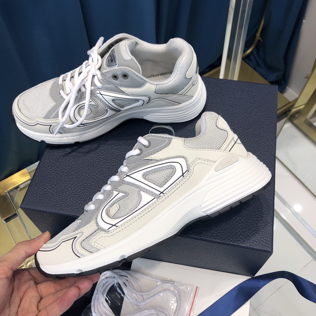 Dior B30 Sneaker, graues Mesh und weißer technischer Stoff - EUR FASHION