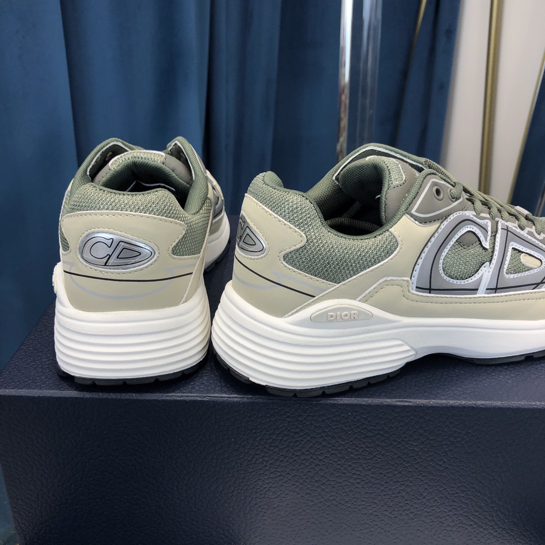 Dior B30 Sneaker Olivfarbenes Mesh und cremefarbener technischer Stoff - EUR FASHION