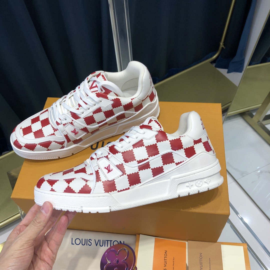 Louis Vuitton Trainer Sneaker Rot Weiß Damier - EUR FASHION