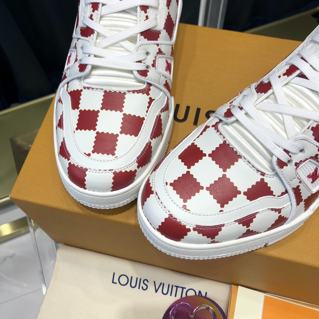 Louis Vuitton Trainer Sneaker Rot Weiß Damier - EUR FASHION