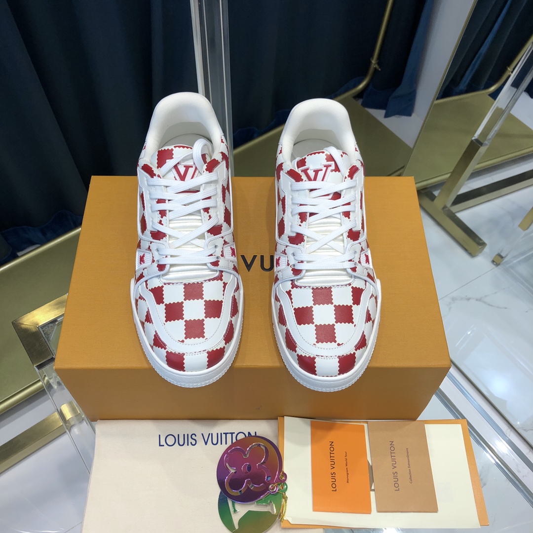 Louis Vuitton Trainer Sneaker Rot Weiß Damier - EUR FASHION