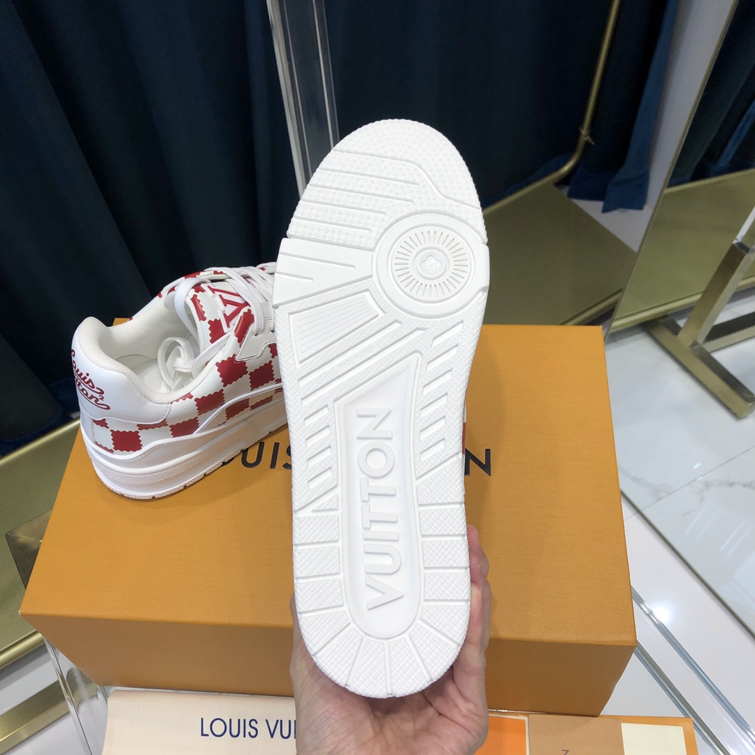 Louis Vuitton Trainer Sneaker Rot Weiß Damier - EUR FASHION