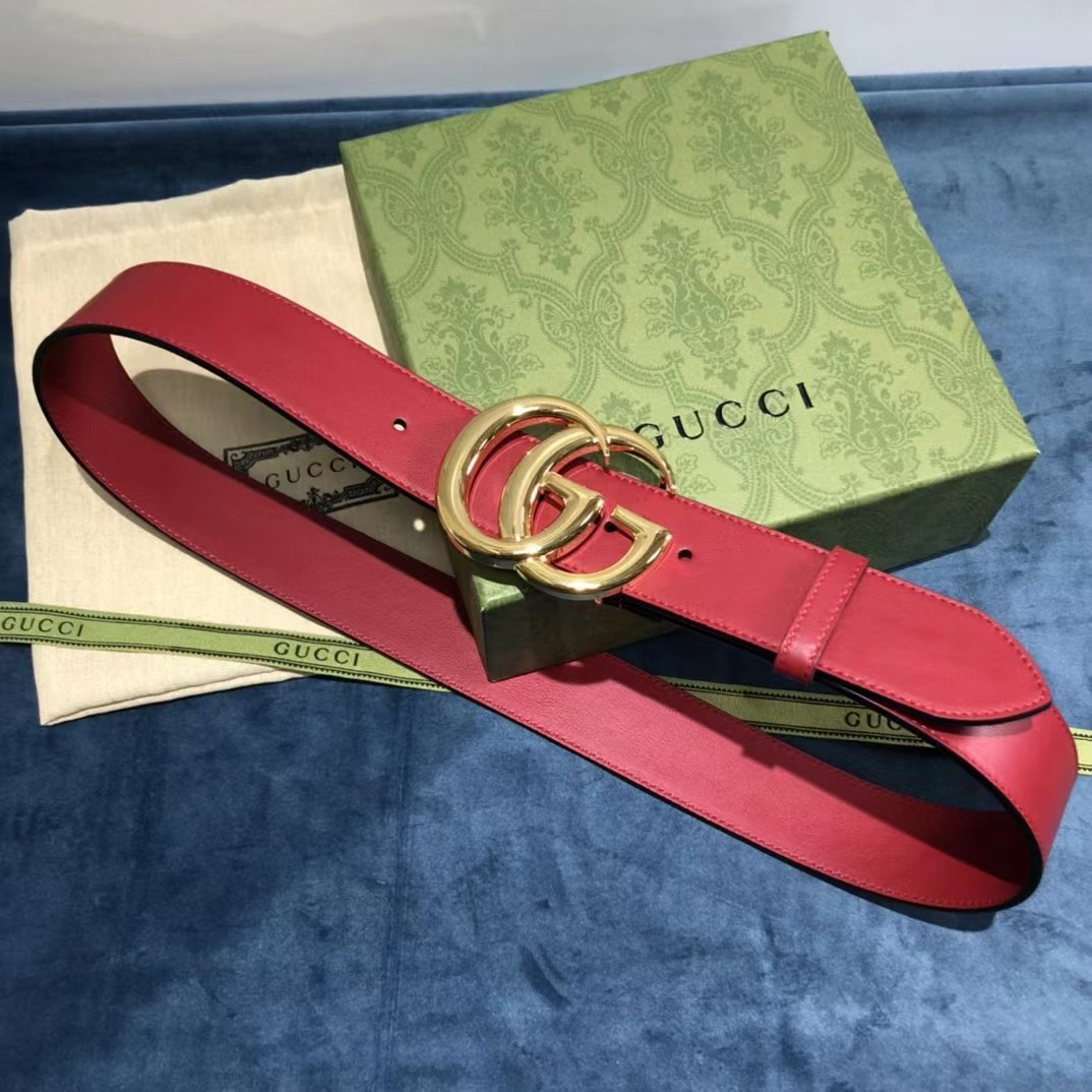 Roter Gucci-Gürtel mit Doppel-G-Schnalle - EUR FASHION