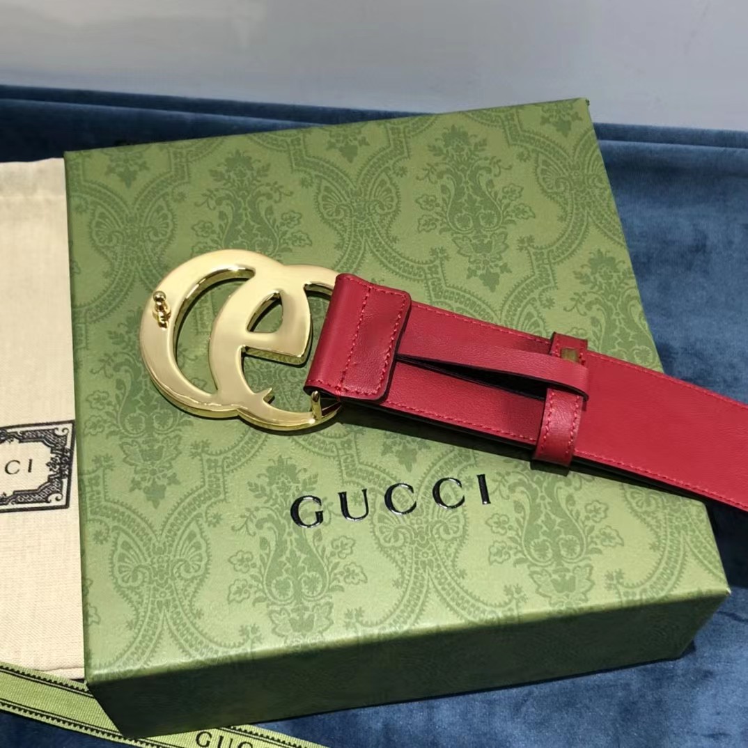 Roter Gucci-Gürtel mit Doppel-G-Schnalle - EUR FASHION