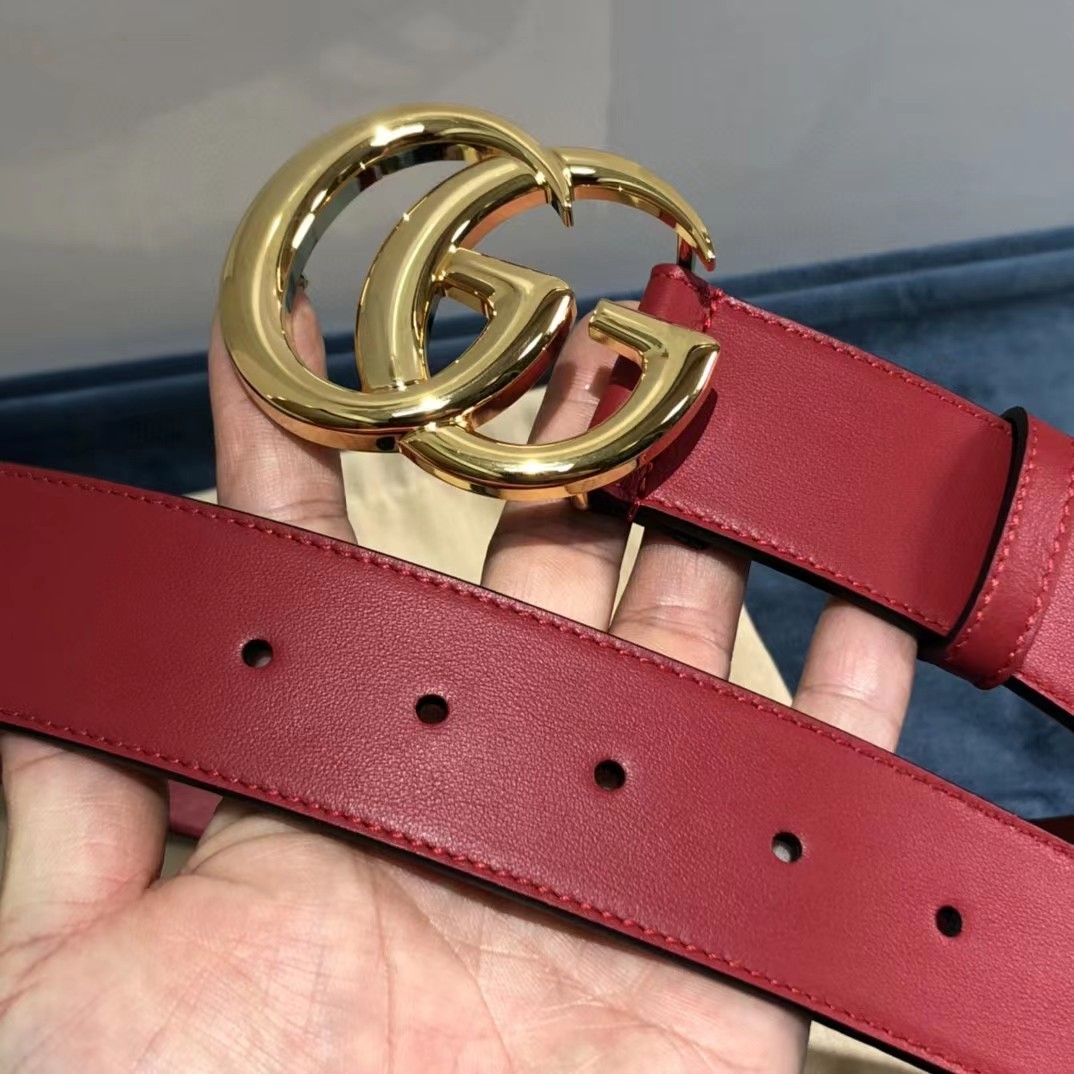 Roter Gucci-Gürtel mit Doppel-G-Schnalle - EUR FASHION