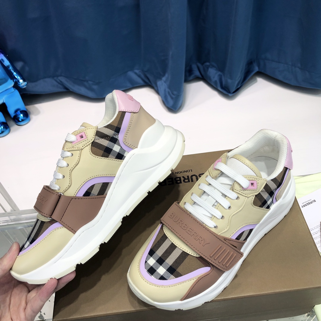 Burberry-Sneaker aus Baumwoll-Canvas und Leder mit Karomuster - EUR FASHION