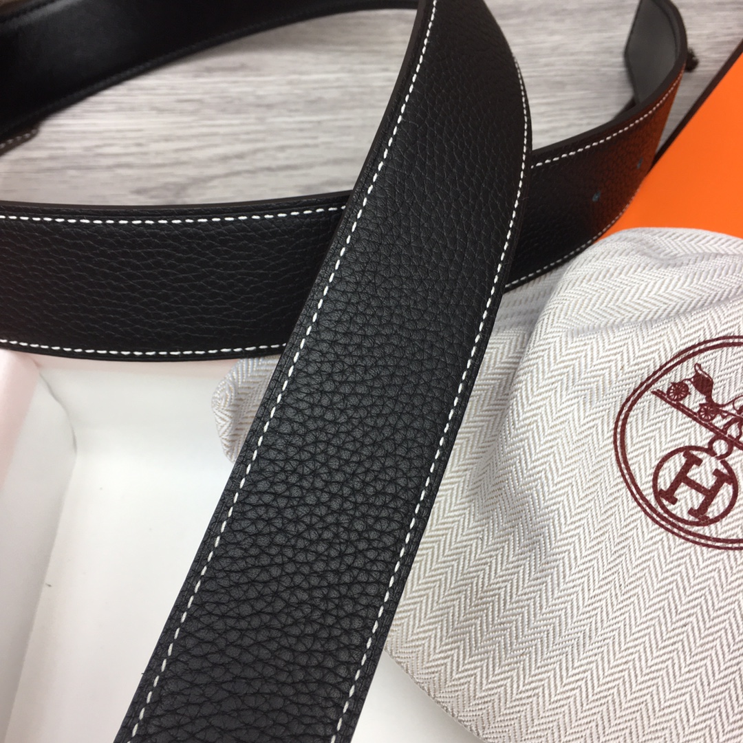 Hermès-Gürtel aus schwarzem Leder mit Emaille-Schnalle - EUR FASHION