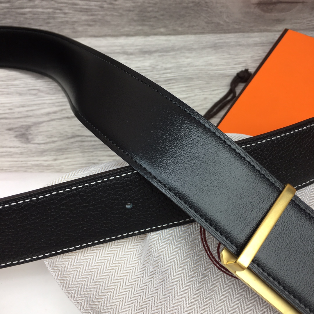 Hermès-Gürtel aus schwarzem Leder mit Emaille-Schnalle - EUR FASHION