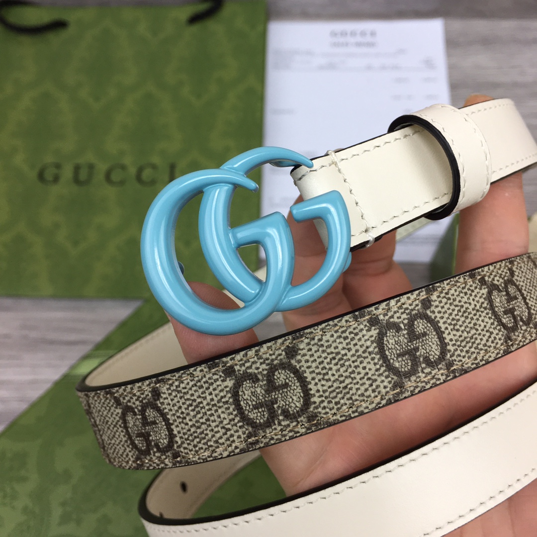 Gucci-Ledergürtel mit Doppel-G-Schnalle (2 cm) - EUR FASHION