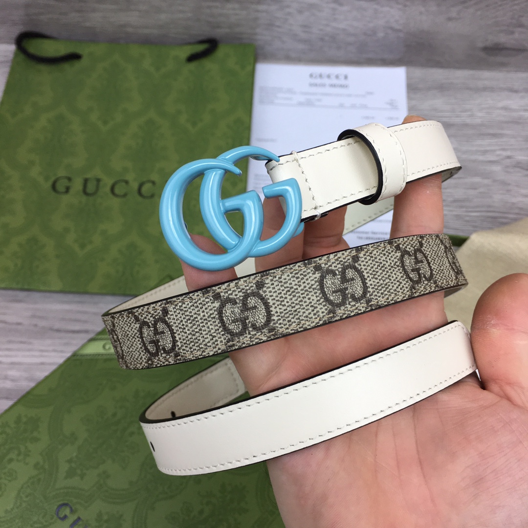 Gucci-Ledergürtel mit Doppel-G-Schnalle (2 cm) - EUR FASHION