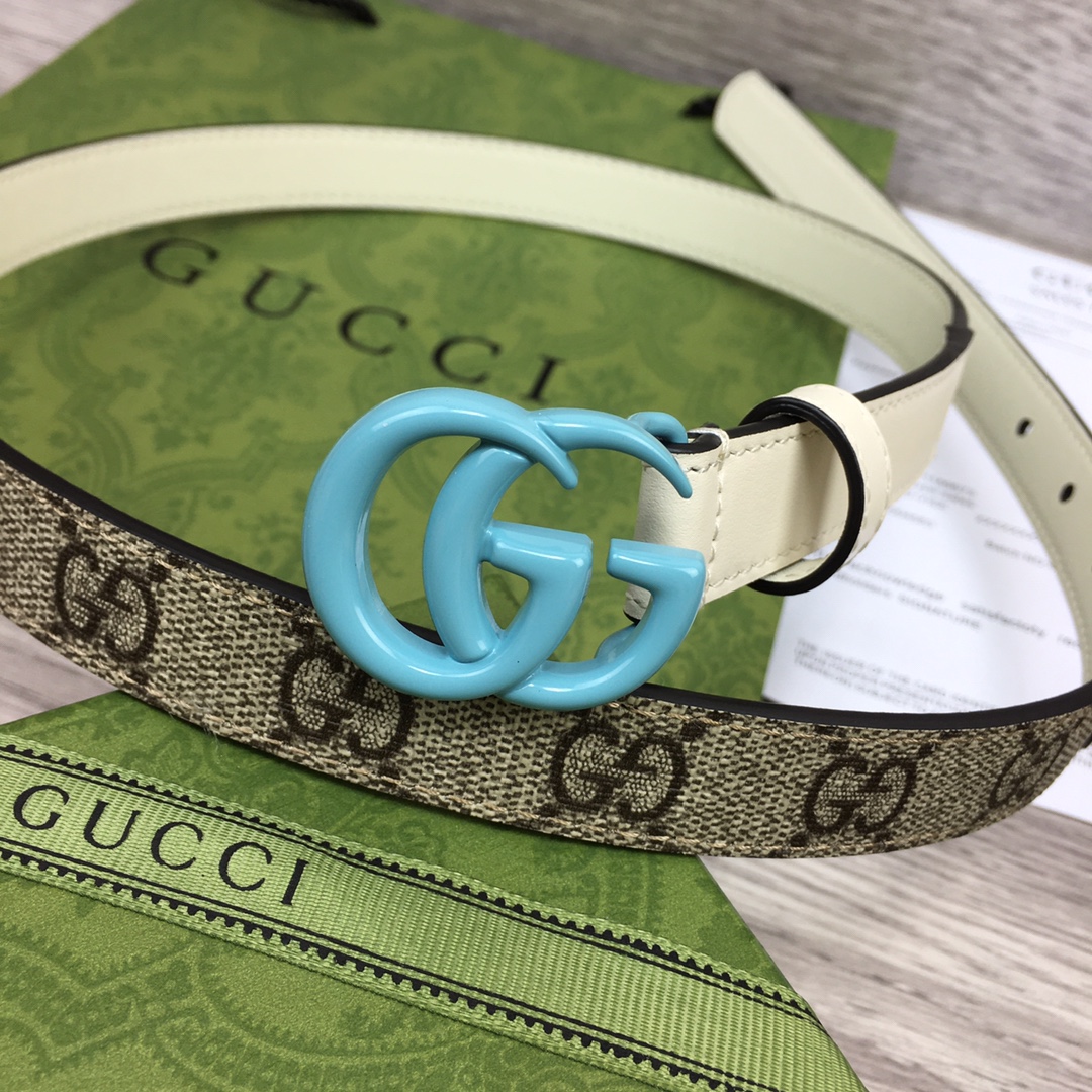 Gucci-Ledergürtel mit Doppel-G-Schnalle (2 cm) - EUR FASHION