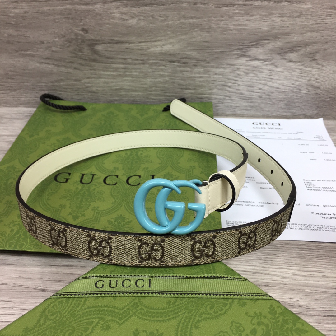 Gucci-Ledergürtel mit Doppel-G-Schnalle (2 cm) - EUR FASHION