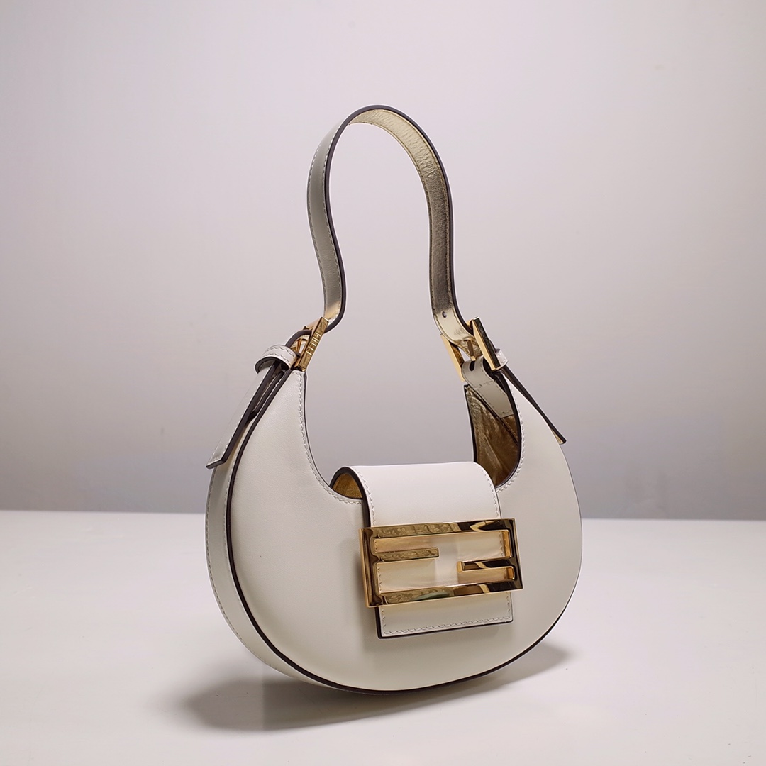 Fendi Cookie Mini-Handtasche aus weißem Leder (22–17,5–4,5 cm) - EUR FASHION