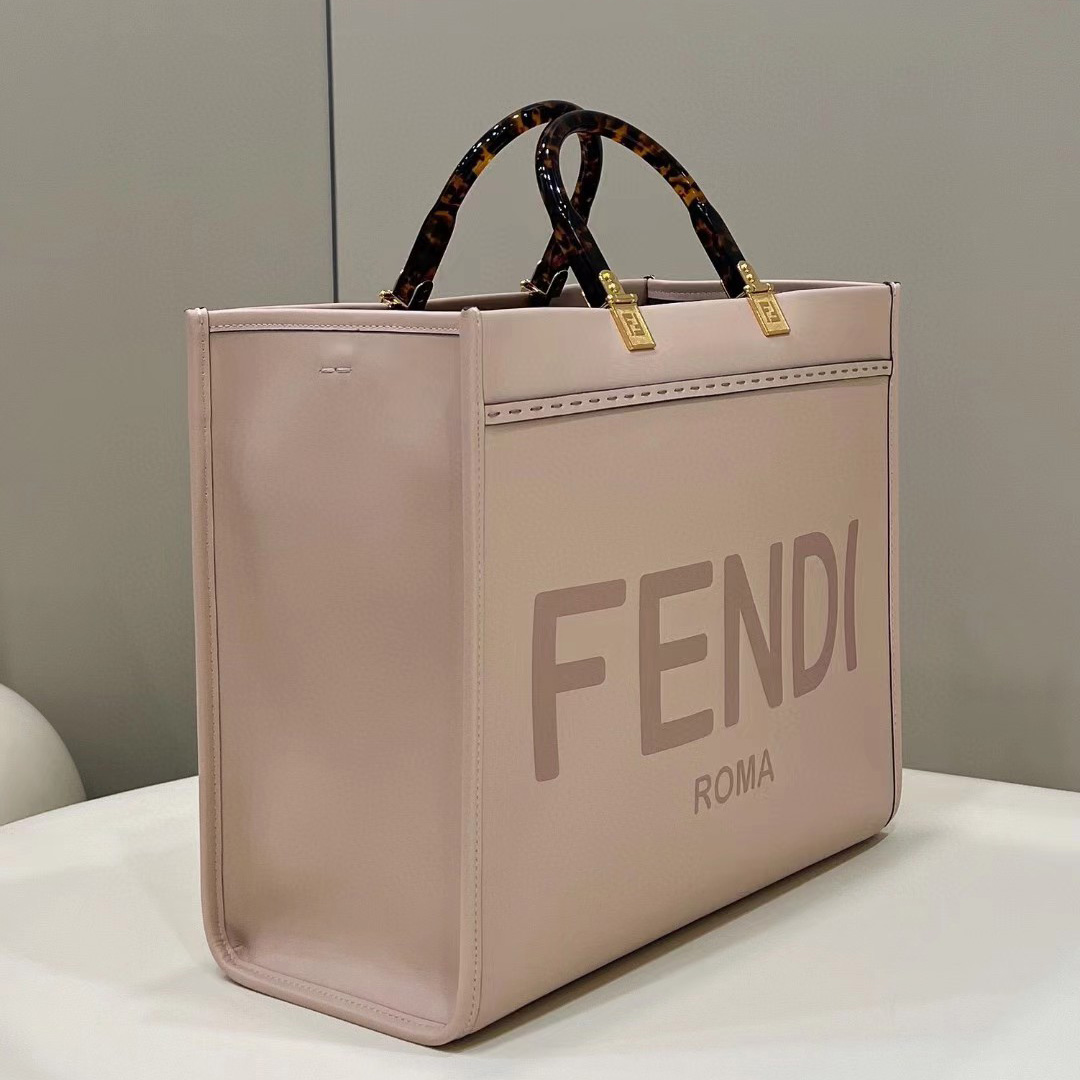 Fendi Sunshine Mittelgroße beige Canvas-Tasche (35-31-17 cm) - EUR FASHION