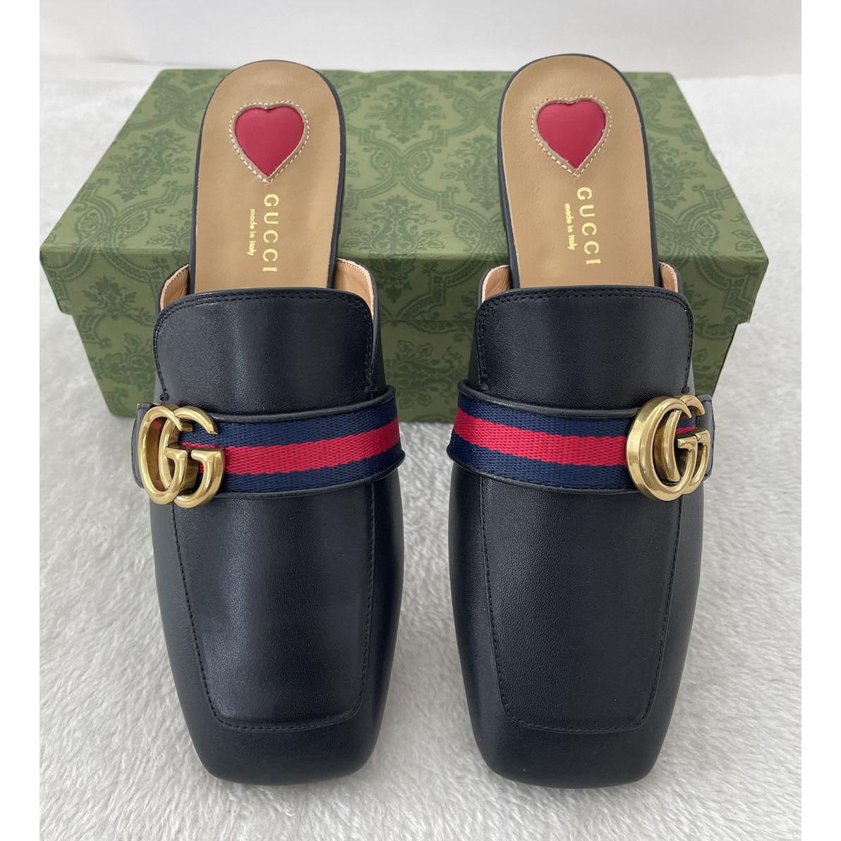 Gucci Princetown Leder-Slipper in Schwarz mit Doppel-G - EUR FASHION