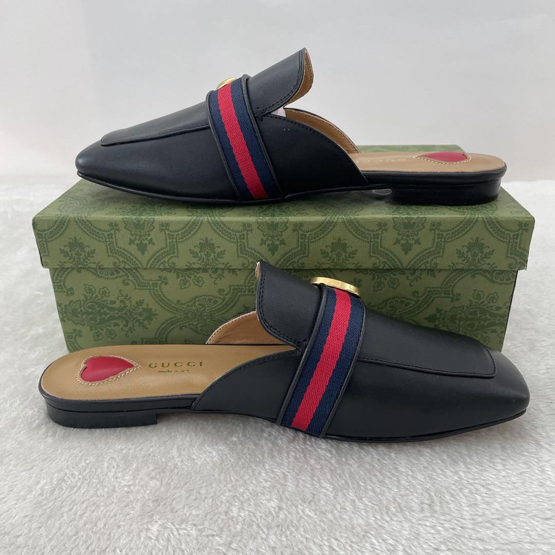 Gucci Princetown Leder-Slipper in Schwarz mit Doppel-G - EUR FASHION