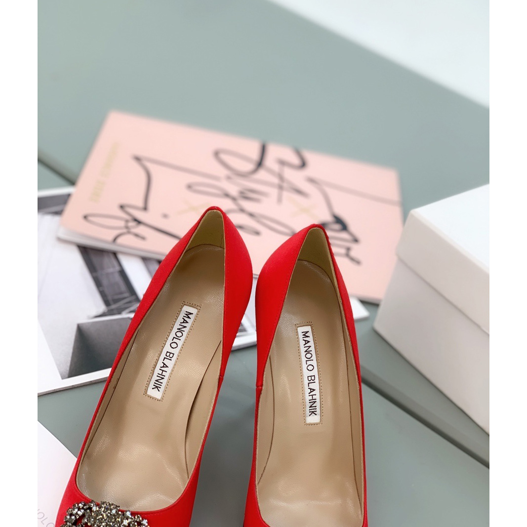 Manolo Blahnik Rote Hangisi-Pumps mit Schnalle - EUR FASHION