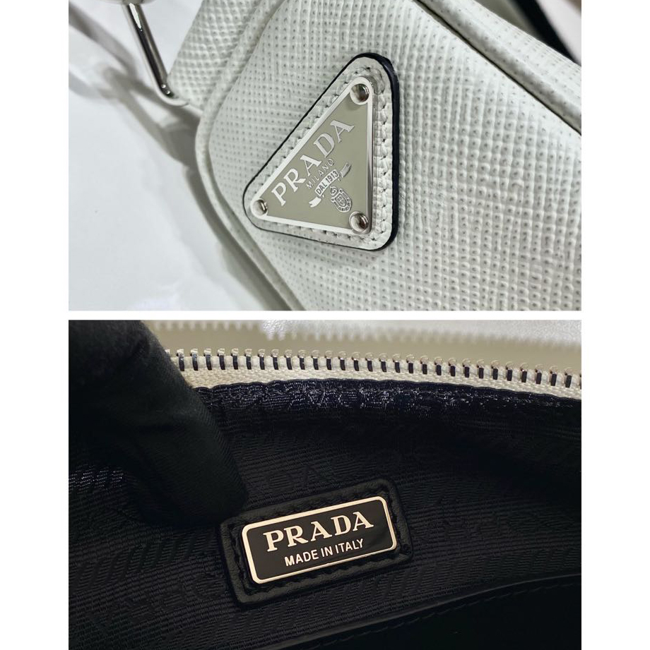 Prada Saffiano Prada Dreieckstasche in Weiß (28-18-11 cm) - EUR FASHION