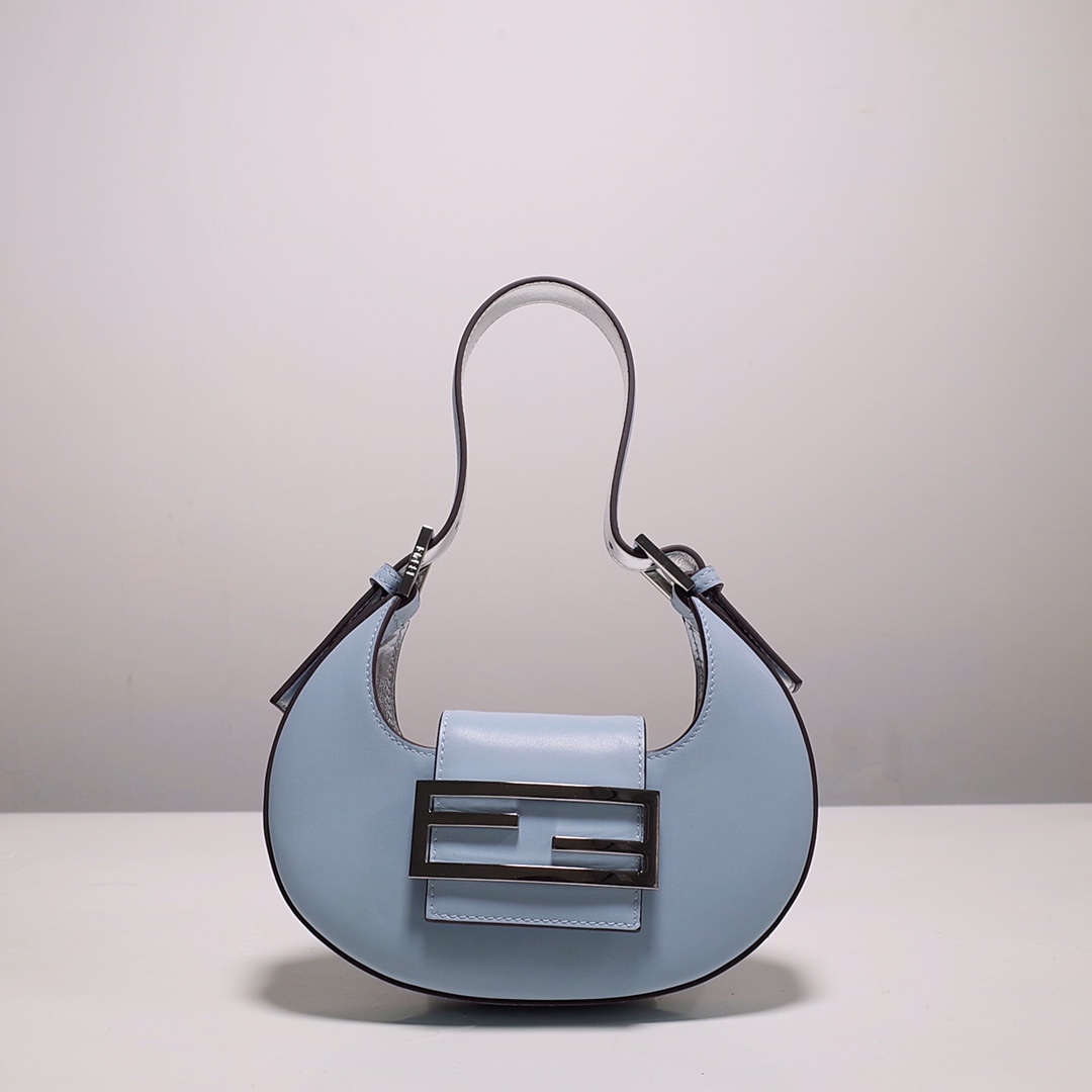 Fendi Cookie Blue Leder Mini-Handtasche (22-17,5-4,5 cm) - EUR FASHION