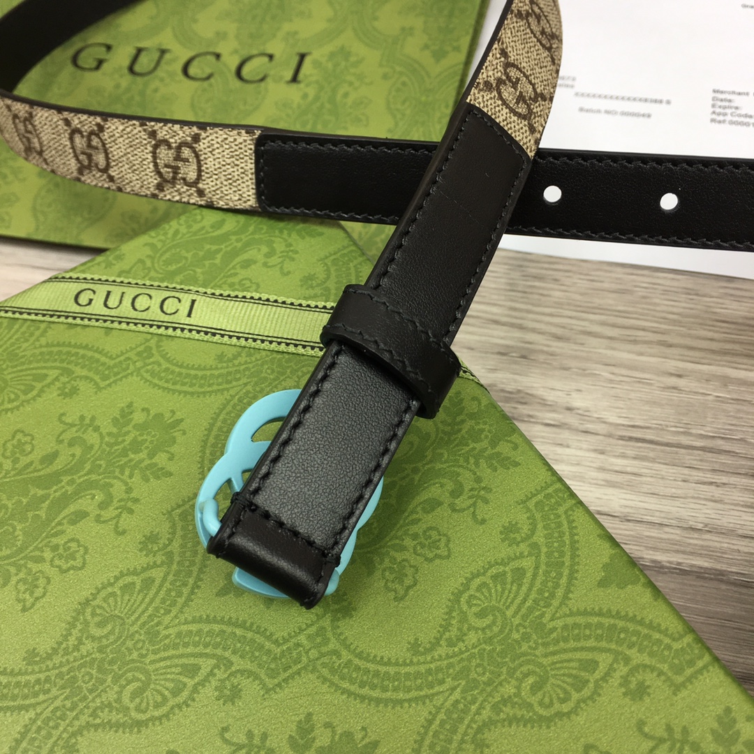 Gucci-Ledergürtel mit Doppel-G-Schnalle (2 cm) - EUR FASHION